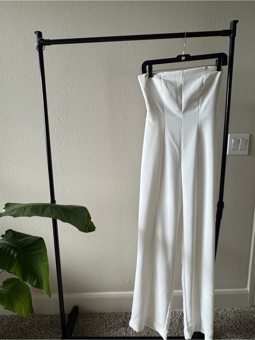 Made in Italy White Structured Wide Leg Jumpsuit – Elegant Formal.